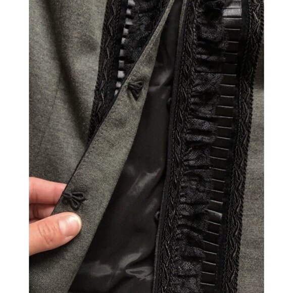 Coldwater Creek Womens Sz 8 Ponte Knit Ruffled Lace Blazer Jacket Stretch m Gray - Picture 8 of 12